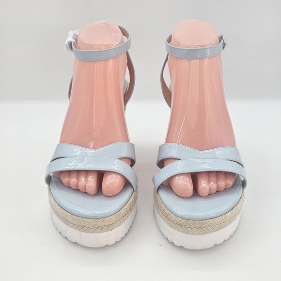 Stuart Weitzman Catlina Patent Leather Espadrille Wedge Sandals Baby Blue 7.5 - Picture 4 of 15